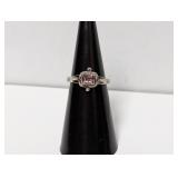 .925 Sterl Purple Stone Deco Style Ring Sz 5.5