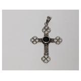 .925 Sterl Black Onyx Cross Pendant