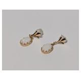 14K Gold Opal Dangle Earrings (.7G)