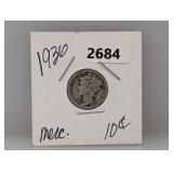 1936 90%Silv Mercury Dime