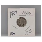 1937 90%Silv Mercury Dime
