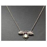 18".925 Sterl Multi Stone Insect Necklace