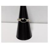 .925 Sterl Black Onyx Oval Stone Ring Sz 7