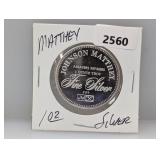 1oz .999 Silv Matthey Round