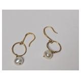 Vermeil/.925 Sterl Pearl Dangle Earrings