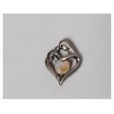 .925 Sterl Diam/Opal Heart Pendant