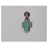 .925 Sterl Turquoise Cross Pendant
