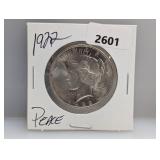 1922 90% Silv Peace $1 Dollar