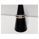 .925 Sterl Square Clear Stone Ring Sz 6.5