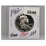 1962 90% Silv PF Franklin Half $1 Dollar