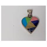 .925 Sterl Multi Stone Heart Pendant