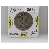 Rare 1921-S 90% Silv Walker Half $1