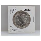 1924 90% Silv Peace $1 Dollar