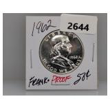 1962 90% Silv PF Franklin Half $1 Dollar