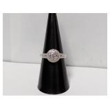 .925 Sterl Diamond Engagement Ring Sz 7