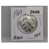 1963 90% Silv Franklin Half $1 Dollar