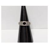 .925 Sterl Ruby Stone Flower Ring Sz 6