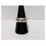 .925 Sterl Blue Stone Star Band  Sz 8.5