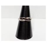 .925 Sterl Ruby & Diamond Swirl Ring Sz 7