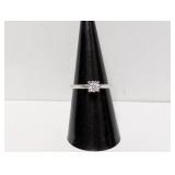 .925 Sterl Diamond Solitaire Engagement Ring Sz 7