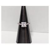 .925 Sterl Square Center Stone Ring Sz 5.5