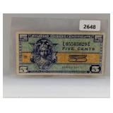 Five Cent Military Payment Certificate