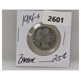 1914-S 90% Silv Barber Quarter