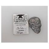 3.12oz .999 Silv Hand Pour Skull
