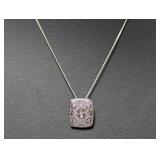 18" .925 Sterling Necklace Diamond Pendant