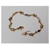 7" Vermeil Gemstone & Dolphin Bracelet