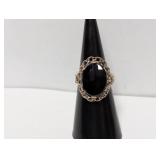 .925 Sterling Black Stone Ring Sz 6