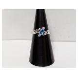 .925 Sterling Blue & Clear Stone Ring Sz 6