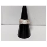 .925 Sterling CZ & Faux Pearl Ring Sz 7
