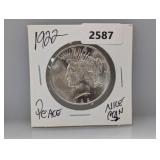 1922 90% Silv Peace $1 Dollar
