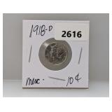 1918-D 90% Silv Mercury Dime