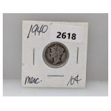 1940 90% Silv Mercury Dime