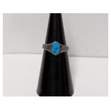 .925 Sterling Turquoise Ring Sz 5