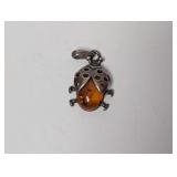 .925 Sterling Amber Lady Bug Pendant