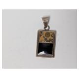 .925 Sterling Taxco 2 Stone Inlay Pendant