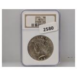 NGC 1923 MS64 90% Silv Peace $1 Dollar