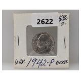 1942-P 35% Silv War Nickel