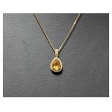 18" Vermeil Diamond & Yellow Stone Necklace
