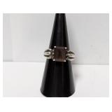 .925 Sterl Brown Stone Ring Sz 7