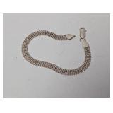 7" .925 Sterl Beaded Multi Row Bracelet