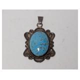 .925 Sterl Turquoise Cabochon Pendant