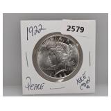 1922 90% Silv Peace $1 Dollar