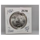 1922 90% Silv Peace $1 Dollar