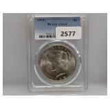 PCGS 1925 MS63 90% Silv Peace $1