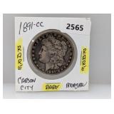 Rare 1891-CC 90% Silv Morgan $1