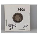 1911 90% Silv Barber Dime